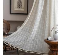 USTIDE Crochet Farmhouse Curtains 1 Panel, Vintage Lace Floral Blackout Drapes for Windows, Rustic Bedroom & Kitchen Decor,150x180cm