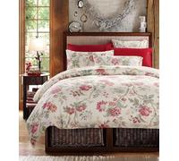 USTIDE Double Luxurious Floral Quilt Cover Set Deep Pocket 4 Pieces,Farmhouse Peony Blossom Bedding Set with 2 Pillowcases