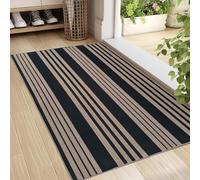 USTIDE Easy Jute Striped Entryway Rug, 80x120 Washable Non-Slip Indoor Outdoor Doormat, Modern Farmhouse Kitchen Rug Classic Black Stripes Throw Rugs for Entrance Bedroom Bathroom