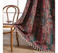 USTIDE Ethnic Chic 1 Panel Curtain Rustic Boho Tribal Vintage Geometric Shabby Chic Tassel Curtain for Bedroom Living Room Rod Pocket Semi Blackout Curtain 150x160