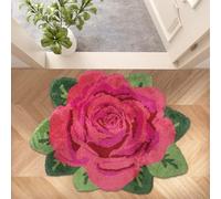 USTIDE Fluffy Rose Rug Soft Rose Bath Mat Handmade Modern Flower Carpets Washable Floor Mat for Bathroom,Porch Door High Pile