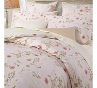 USTIDE King Duvet Cover Set 100% Egyptian Cotton Rustic Pink Floral Bedding Set 3 Pieces Girls Duvet Set(1Duvet Cover&2Pillowcases)