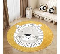 USTIDE Lion Kids Rug 100cm Round - Ultra Soft Non-Slip Nursery Play Mat, Washable Animal Theme Carpet for Baby Crawling, Playroom & Bedroom Floor