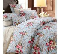 USTIDE Luxurious Peony Duvet Cover Set 4 Pieces Deep Pocket Fitted Sheet Vintage Floral Bedding 800 Thread Count Double Size