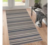 USTIDE Modern Easy Jute Rug 3x5 Blue Striped Indoor/Outdoor Entryway Rugs Washable Patio Mat Triangle Indoor Floor Mat for Living Room Dining Room Dorm Deck Porch