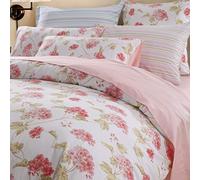 USTIDE Pink Floral Duvet Cover Sets King 100% Cotton Comforter Cover Luxury Shabby Vintage Bedding All Season Soft Cottage Bedding with Pillowcases 3Pcs Set