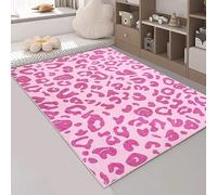 USTIDE Pink Leopard Print Rug Indoor Area Rug Fluffy Rug for Girls Room Cute Pink Rugs for Bedroom Living Room Nursery Room Teen Dorm, 120x180cm