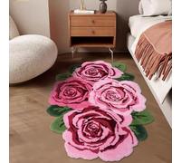 USTIDE Pink Rose Area Rug,Soft and Shaggy Rose Rug Handmade Rug Modern Carpets Washable Floor Mats for Living Room/Laundry Room/Hallway/Bathroom High Pile