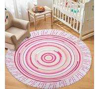 USTIDE Round Kids Rugs Pink Lollipop Children Crawling Mat 4ft Non-Slip Mat Machine Washable Carpet for Girls Bedroom Living Dining Room Home Area Rug,120CM