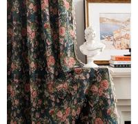USTIDE Rustic Rose Curtain Jacquard Floral Curtain 1 Panel Lace Macrame Semi-Blackout Drape for Bedroom Living Room,150x220cm