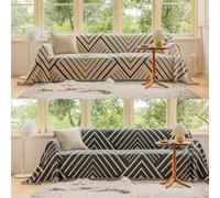 USTIDE Sofa Throw Blanket Boho Geometric Farmhouse Throw Blanket Reversible Black&White Classic Sofa Bed Cover,180x260cm