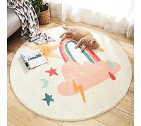 USTIDE Soft Round Rainbow Rug, Washable & Foldable 4ft Children's Decor Non Slip Kids Living Room Rug