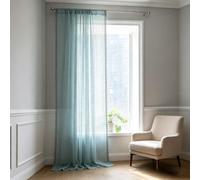 USTIDE Vintage Dusty Blue Curtain Boho Tassels Lace Crochet Curtain 1 Panel for Bedroom Living Room,Light Filtering,150x160cm