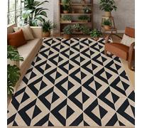 USTIDE Washable Jute 5'x7' Area Rugs Washable Geometric Triangle Outdoor Patio Rug Indoor Outdoor Carpet for Living Room Dining Room Non Slip Farmhouse Carpet for Backyard Bedroom