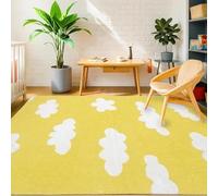 USTIDE Yellow Plush Area Rug Cute Cloud Pattern Rug Super Soft Fluffy Carpet for Bedroom Living Room Nursery Playroom Classroom Machine Washable, 120X180cm