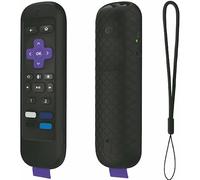 USTIYA Control Remoto Case for Roku TV Ultra 2022 /Voice Remote Pro/Streaming Stick 4K+/Streambar Pro Funda Remote Solar Charging,Silicone Protective Cover,Hanging Rope (Black)