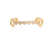 USUASI Crystal Heart Grillz Dental Jewellery, 4.4 cm x 0.8 cm, Silver Double Row Hip-Hop Fashion Teeth Caps (1PC-golden lower teeth)