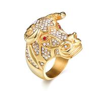 USUASI Men's Bull Head Monster Goldtone Ring Filled Cz Golden Rings Jewelry, Metal