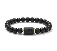 USUASI New Buddha Elastic Bracelet 12 Constellation Black Scrub Black Agate Skewers Couple Bracelet, 6.5in-7.5inch, Stone, no gemstone