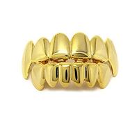 USUASI Top North America Explosion Hiphop Gold Dental Grills Teeth Grillz Real Gold Plating Braces Jewelry 1-gold-tipTeeth set