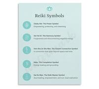 Usui Reiki Master Symbols Poster The Final Three Symbols and Attunements Canvas Wall Art for Reiki Certification Space(Framed,08x12inch(20x30cm))