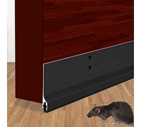 USUKUE Metal Door Draft Stopper Bottom Mice Seal Strip Noise Blocker, Aluminium Mouse Sweep 2" W x 36" L, Black