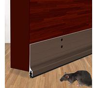 USUKUE Metal Door Draft Stopper Bottom Mice Seal Strip Noise Blocker, Aluminium Mouse Sweep 2" W x 36" L, Brown