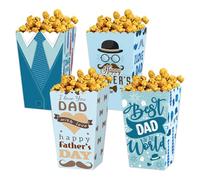 USUKUSI 12 Pieces Father’s Day Popcorn Box Party Favor Snack Treat Boxes Candy Cookie Container Decorations Gifts for Kids Adults Supplies