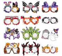 USUKUSI 24 Pcs Halloween Glasses, 12 Styles Scary Paper Eyeglasses Assorted Party Favors Halloween Costumes Accessories for Holiday Party Decorations Photo Props Novelty Gift