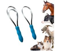 USUNFARM 1 Set Dual-Sided Shedding Blade with Stainless Steel Coarse and Fine Teeth Blade De-Shedding Tool, Brush Scraper with Rubber Handle, for Dogs、Horses、Cattles/Sheep(Single Loop+Double Loops)
