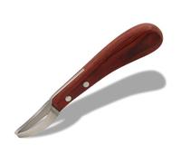 USUNFARM Hoof Knife Double Edged Hoof Trimming Knife with Wooden Handle，Stainless Steel Loop Blade Multipurpose Hoof Trimming Knife for Livestock,for Cutting Horses Donkeys Cows Hooves (Red Stripe)