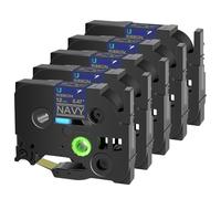 USUPERINK 5 Pack Compatible for Brother P-Touch TZ-RN34 TZe-RN34 TZeRN34 TZRN34 Gold on Navy Blue Satin Ribbon Embellish Fabric 12mm 0.47'' x 13.1ft(4m) Label Tape Work with PT-D210 D400AD D600