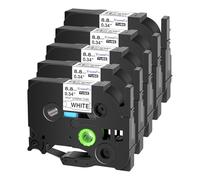 USUPERINK 5 PK Compatible for Brother Ptouch HSe-221 HSe221 HS-221 HS221 8.8mm Black on White Heat Shrink Tube Label Tape use in PT-D210 PT-D400 PT-E300 PT-E500 PT-P750WVP Label Maker (0.34''x 4.92ft)