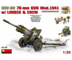 Usv-Br 76mm Gun Mod.194 with Limber and Crew Plastic Kit 1:35 Model Miniart