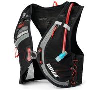 USWE Rush 8L Bike Hydration Vest, Adjustable Chest Straps Running Hydration Vest, 2.0L Hydration Bladder, Mountain Biking, Gravel & Cycling with Reflective Details, Men & Women (Carbon Black, S)