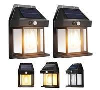Usynox Solar Wall Lamp, New Outdoor Solar Wall Lamp, Anti Rust Waterproof Lanterns with Smart Sensor Switch, 12 Hours Lighting, Perfect Addition to Gardens, Homes, Garages, Patios (2)
