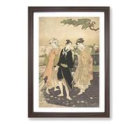 Utagawa Japanese Oriental Along The Seashore at Futami Framed Print | A2 Walnut Framed Wall Art | Ready to Hang | Asian Nature Picture | Living Room Bedroom Lounge Office