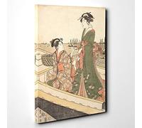 Utagawa Japanese Oriental Two Women in a Boat Picture Canvas Print for Living Room Bedroom Home Office Décor, Wall Art Picture Ready to Hang, 30 x 20 Inch (76 x 50 cm)