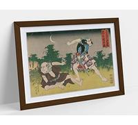 Utagawa Kunisada, Fight Oriental Japanese Asian Ukiyo-e Framed Wall Art Print Picture - A2 - Walnut Frame