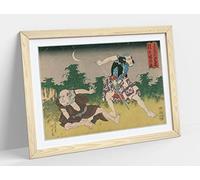 Utagawa Kunisada, Fight Oriental Japanese Asian Ukiyo-e Framed Wall Art Print Picture - A3 - Light Oak Frame