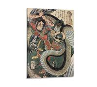 Utagawa Kuniyoshi - Ding Desun Killing A Blue Snake with His Sword Poster Poster Painting Canvas Wall Art Living Room Posters Painting 16x24inch(40x60cm)