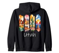 Utah Brushstroke Arches National Park Hiking Boots Cactus Zip Hoodie