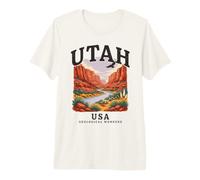 Utah Canyon River Landscape USA Geological Wonders Premium T-Shirt