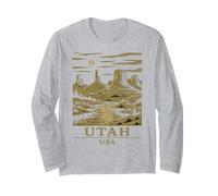 Utah Canyon Vintage Desert Monuments Moonlight Landscape Art Long Sleeve T-Shirt