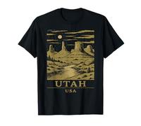 Utah Canyon Vintage Desert Monuments Moonlight Landscape Art T-Shirt