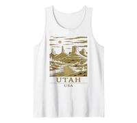 Utah Canyon Vintage Desert Monuments Moonlight Landscape Art Tank Top