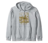 Utah Canyon Vintage Desert Monuments Moonlight Landscape Art Zip Hoodie