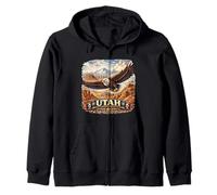 Utah Desert Eagle Mountain State Pride Art Zip Hoodie