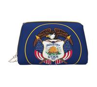 Utah Flag Leather Hand-Held Zipper Makeup Bag Storage Bag Portable Lipstick Pouch Toiletry Bag