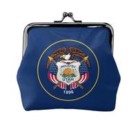 Utah Flag print Cute Buckle Coin Purses Vintage Pouch Kiss lock Change Purse Wallets for Women Fashion, Black, One Size, Vintage